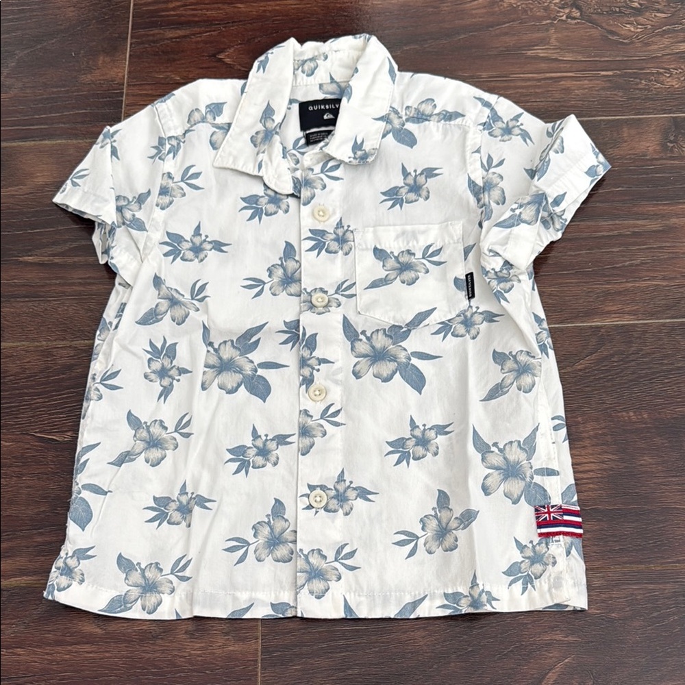 White and Blue Floral Boy’s Shirt